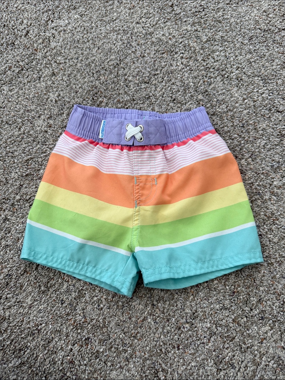 Ruggedbutts baby boy Rainbow Stripe Swim Trunks 3-6 months